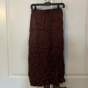 Brown satin crinkle skirt